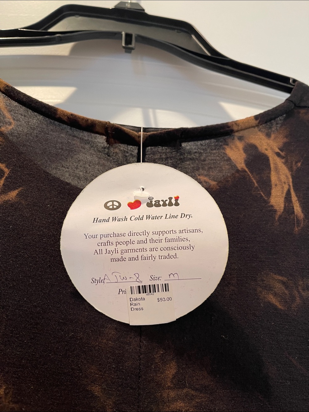 Jayli Black Tunic with Brown Tie-Dye and Blue Pattern Panels - Picture 2 of 5
